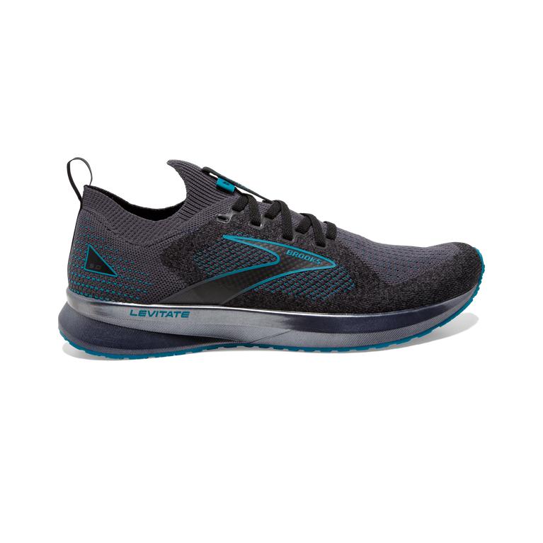 Brooks Men's LEVITATE STEALTHFIT 5 Road Running Shoes - Black/Ebony/grey Charcoal/Coral/DarkTurquois